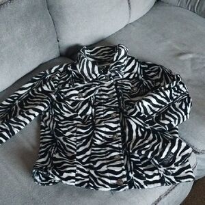 XOXO Black and White Zebra Faux Fur Trucker Style Jacket